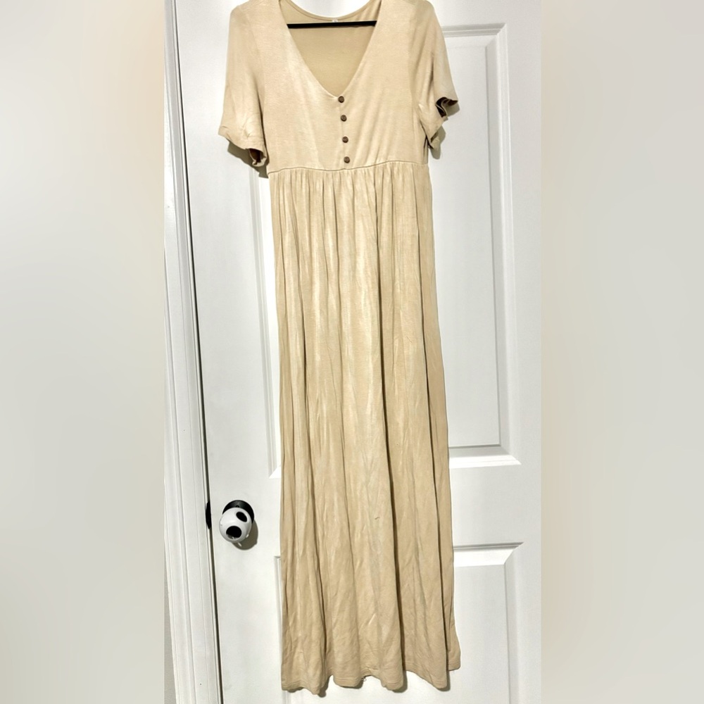 Beige Maxi Maternity Dress